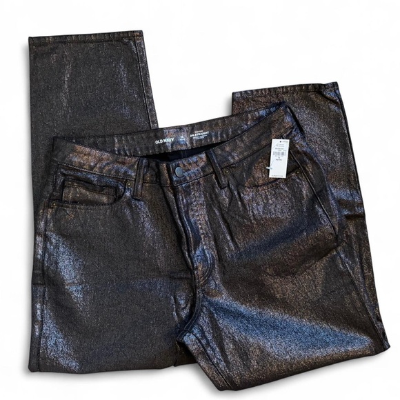 NWT Old Navy Black Shimmery Denim Jeans 12 petite - Picture 6 of 8